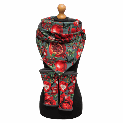 Mitensowy Zestaw Otulakowy - Pomegranate with grey
