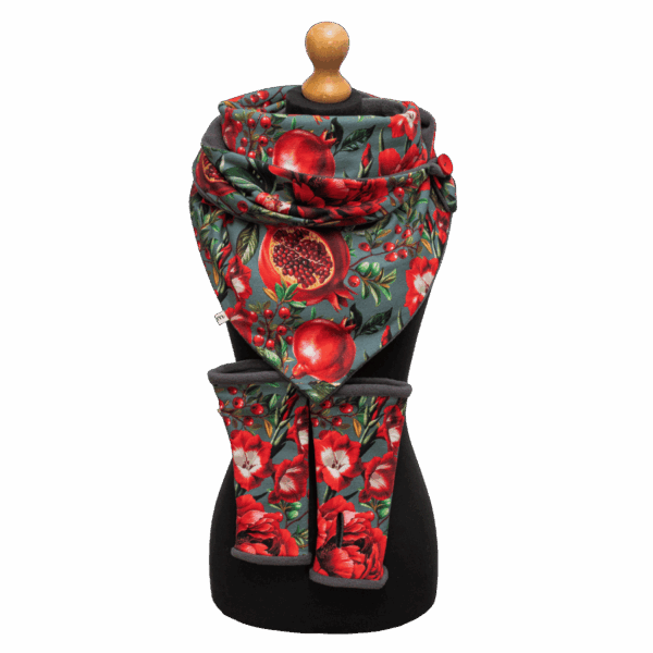 Mitensowy Zestaw Otulakowy - Pomegranate with grey