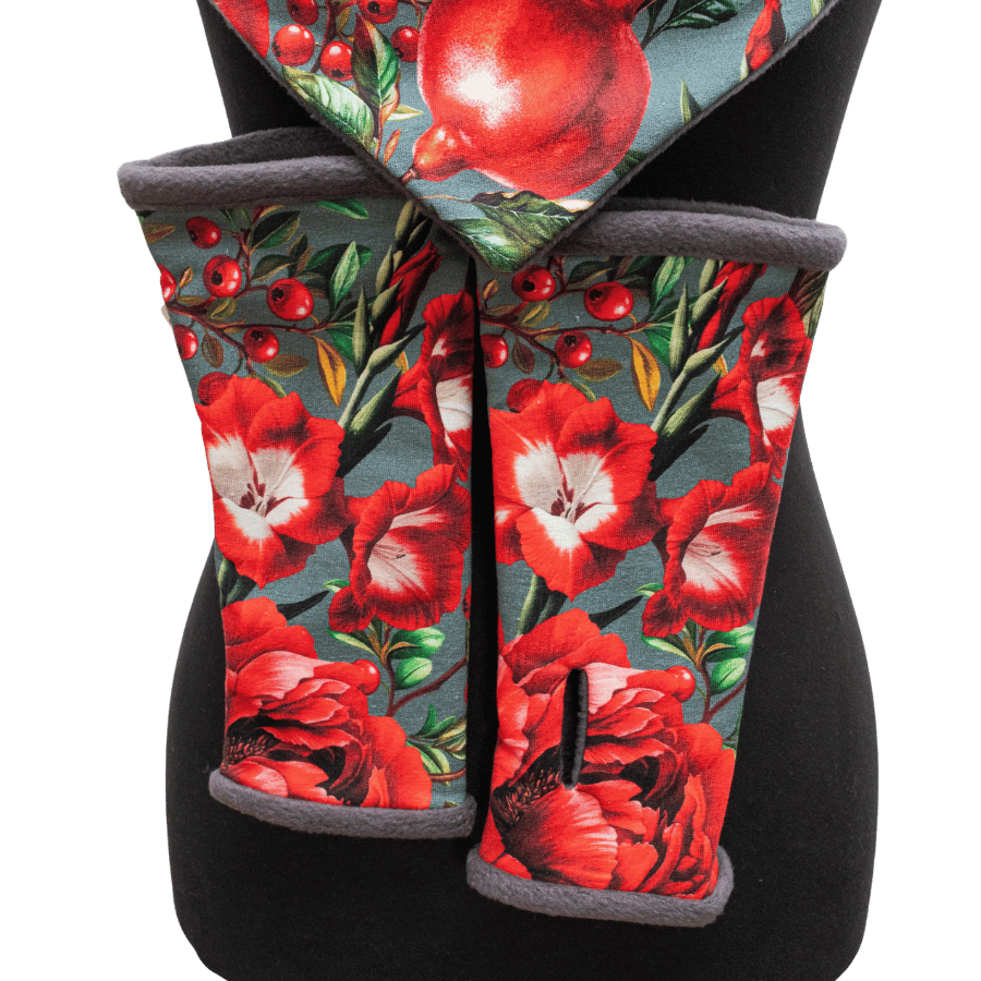 Mitensowy Zestaw Otulakowy - Pomegranate with grey